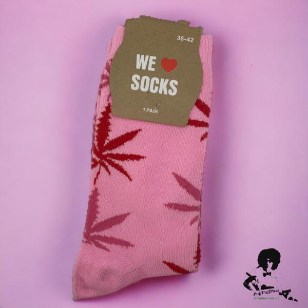 Pinke Hanfblatt Socken 36-42